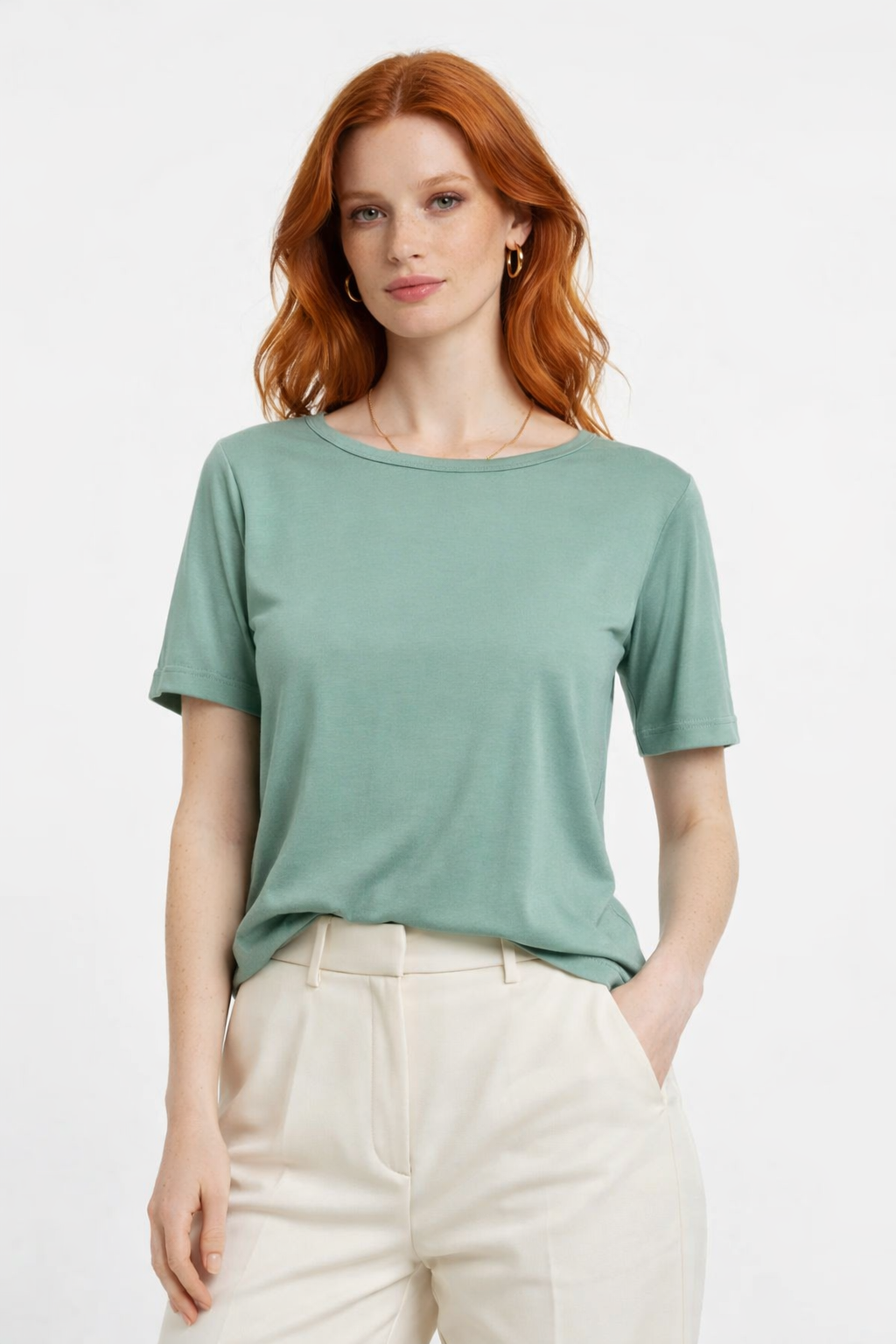 Crew-Neck Basic Kurzarm T-Shirt