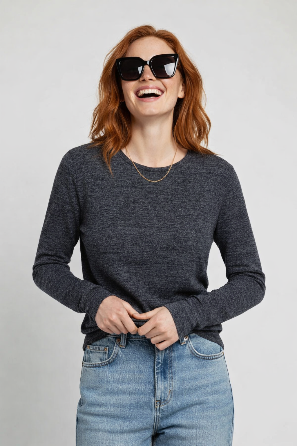 Basic Langarmshirt mit Rundhalsausschnitt