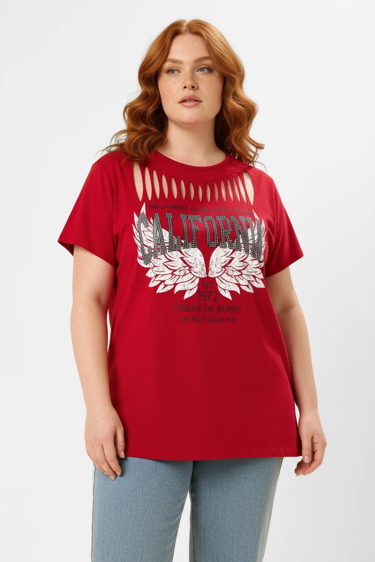 Bedrucktes T-Shirt mit Rundhalsausschnitt