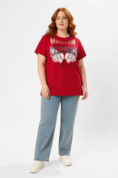 Bedrucktes T-Shirt mit Rundhalsausschnitt