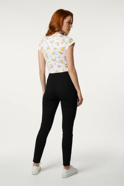 Crop-T-Shirt mit Rundhalsausschnitt und Blumenmuster
