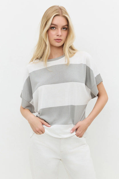 Basic-T-Shirt mit Rundhalsausschnitt und Streifen