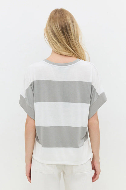 Basic-T-Shirt mit Rundhalsausschnitt und Streifen