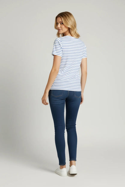 Basic-T-Shirt mit Rundhalsausschnitt und Streifen