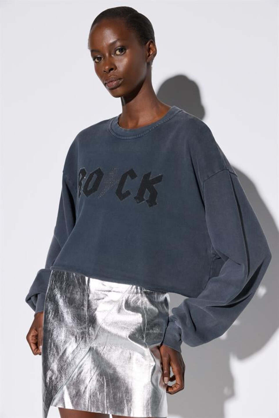 Kurzarm-Sweatshirt mit Rundhalsausschnitt