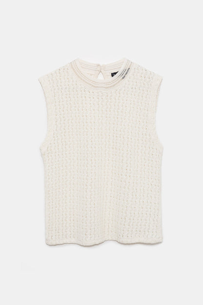 Bluse mit Rundhalsausschnitt und Spitze