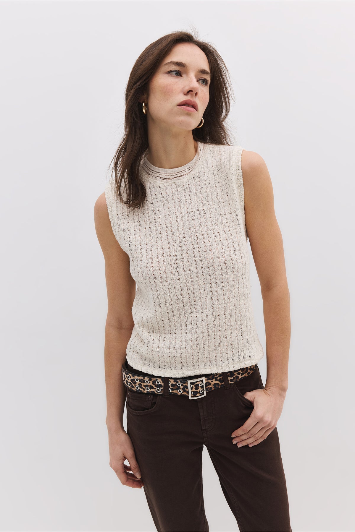 Bluse mit Rundhalsausschnitt und Spitze