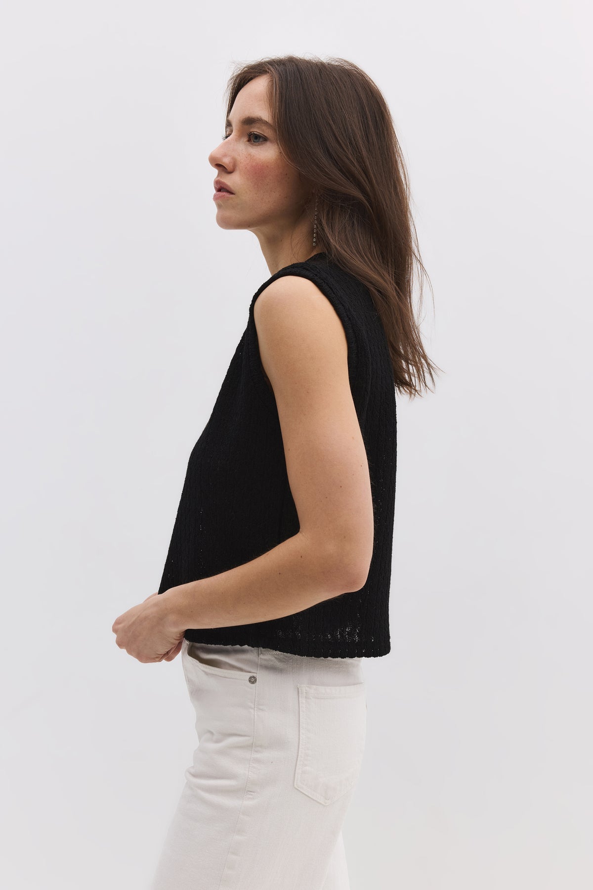 Bluse mit Rundhalsausschnitt und Spitze