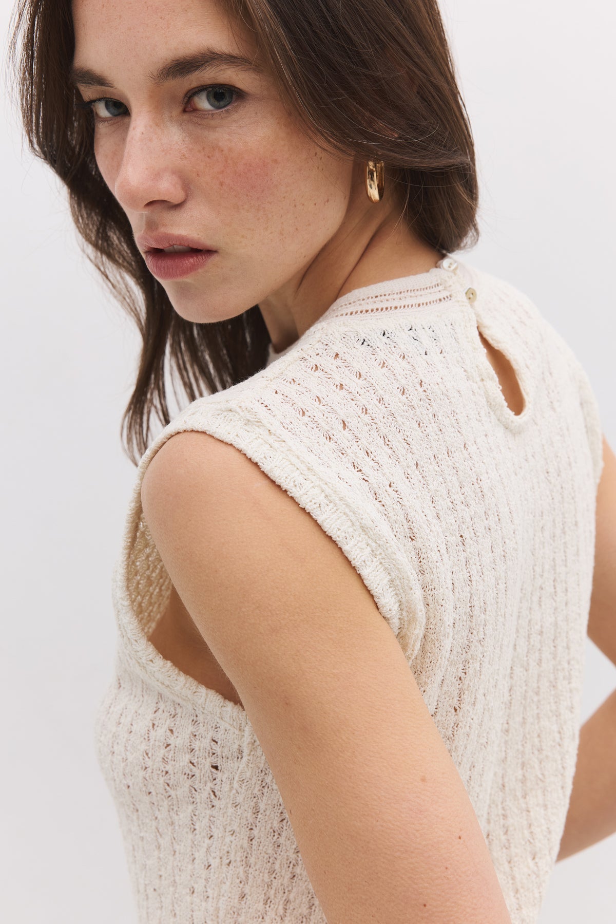 Bluse mit Rundhalsausschnitt und Spitze