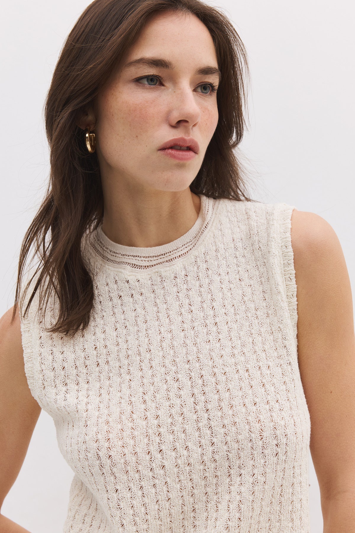 Bluse mit Rundhalsausschnitt und Spitze