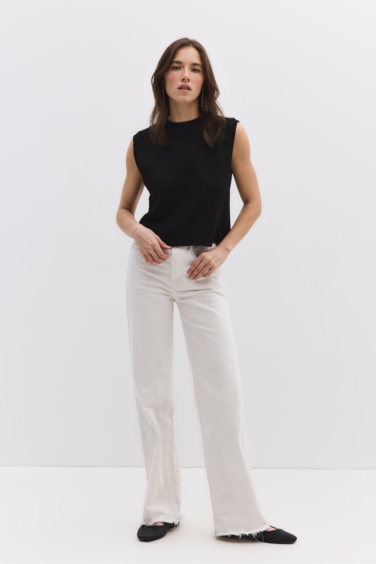 Bluse mit Rundhalsausschnitt und Spitze