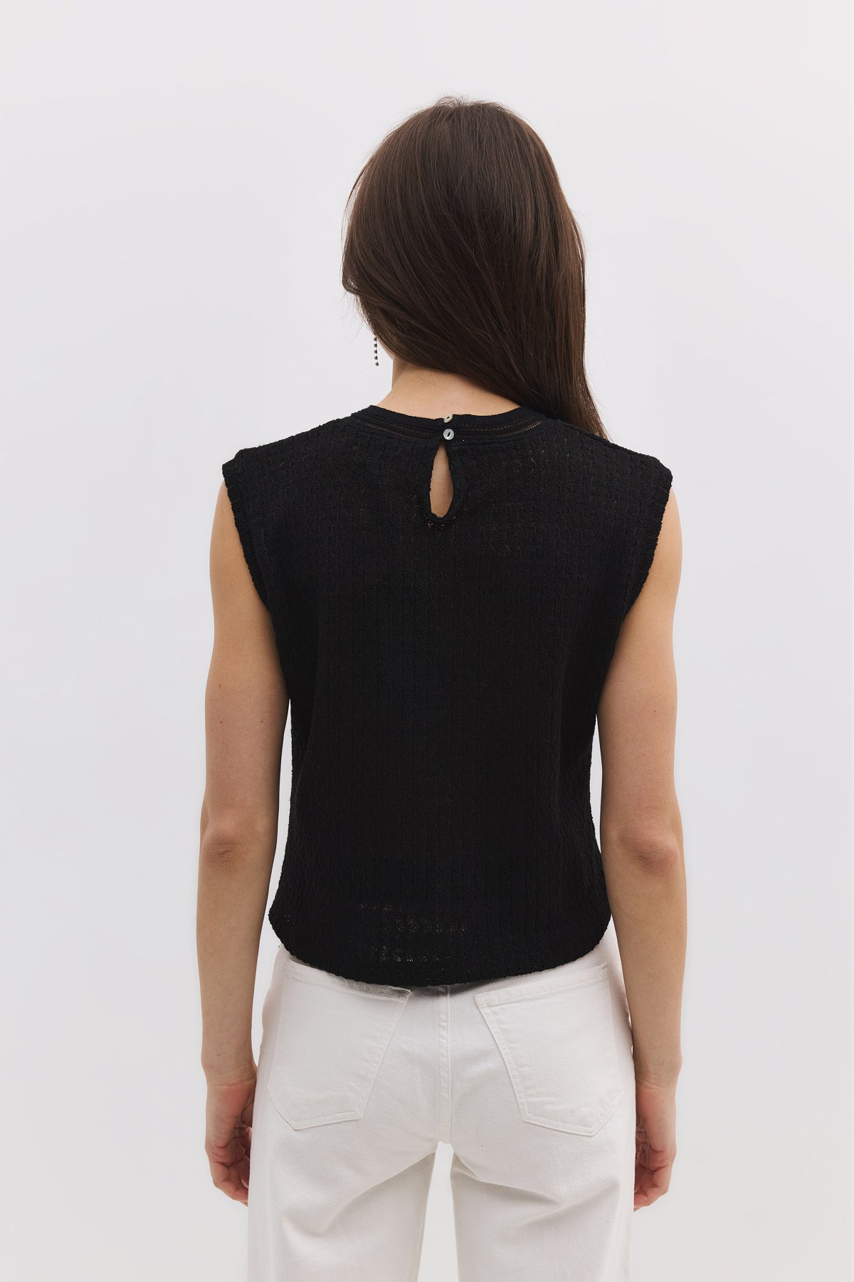 Bluse mit Rundhalsausschnitt und Spitze