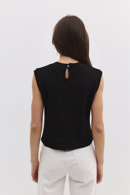 Bluse mit Rundhalsausschnitt und Spitze
