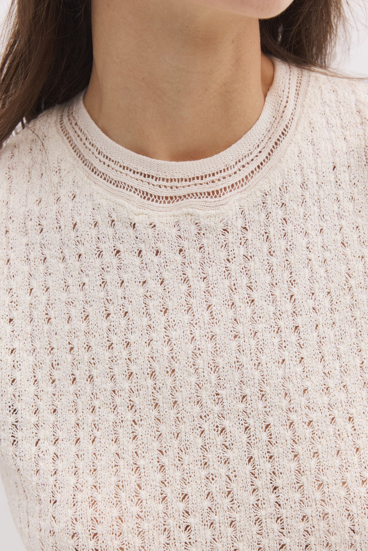 Bluse mit Rundhalsausschnitt und Spitze