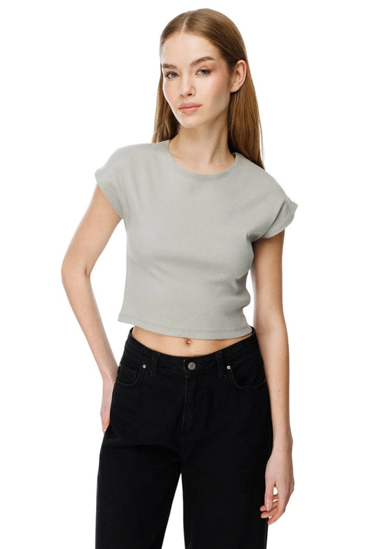 Fahrrad Hals Gerade Geschnitten Crop Tee