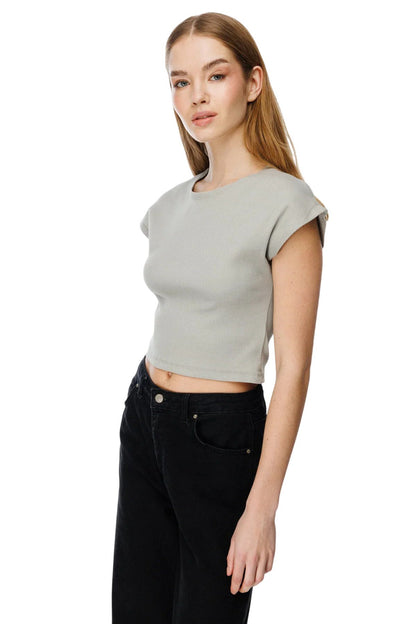 Fahrrad Hals Gerade Geschnitten Crop Tee
