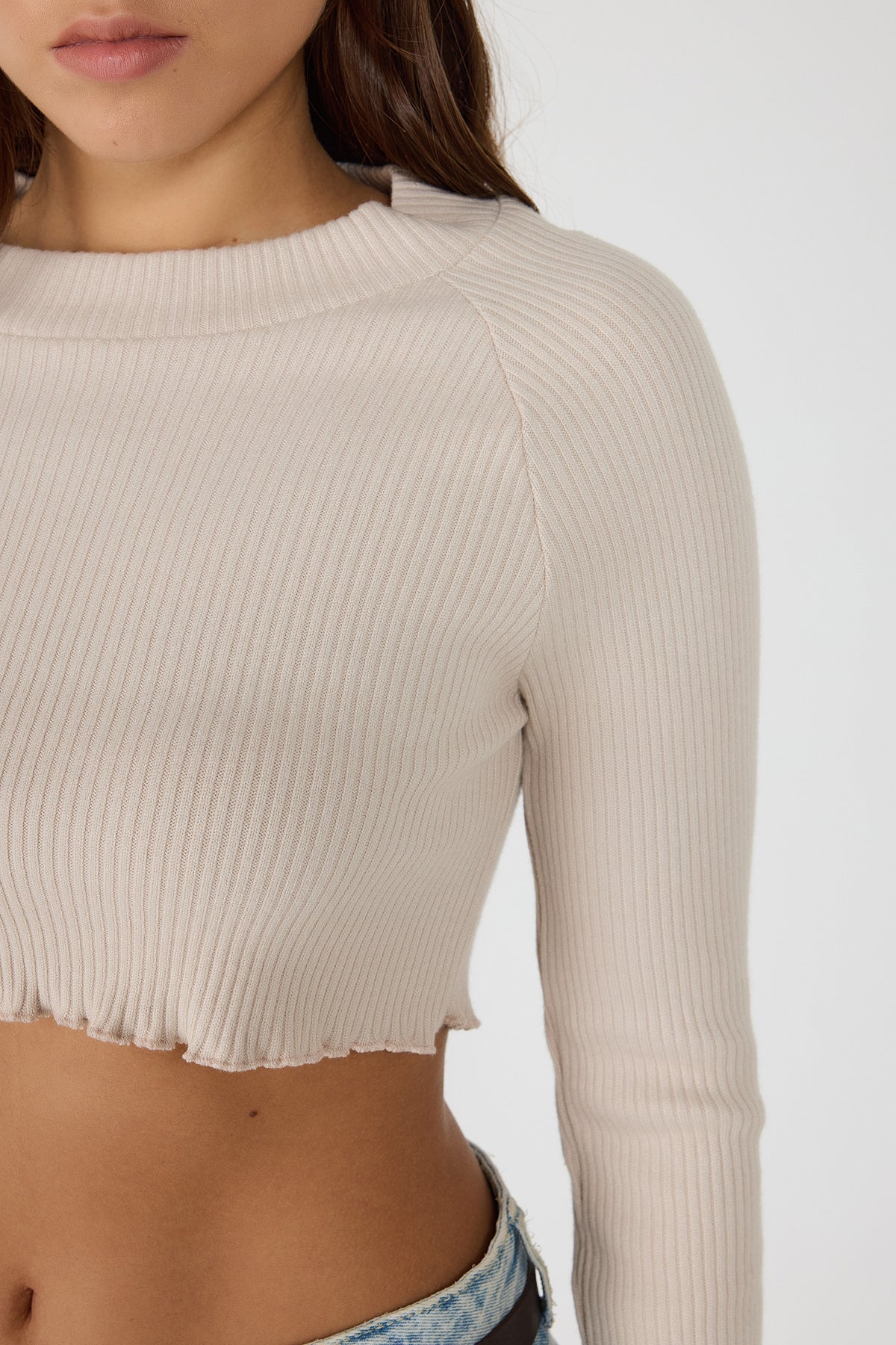 Strickbluse mit Rundhalsausschnitt