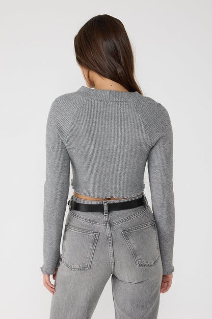 Strickbluse mit Rundhalsausschnitt