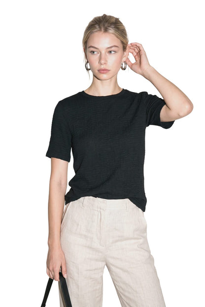 Strukturiertes Kurzarm T-Shirt