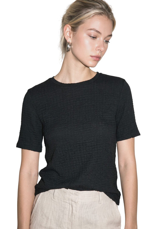 Strukturiertes Kurzarm T-Shirt