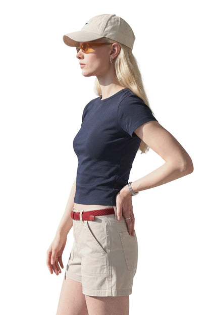 Baumwoll Kurzarm T-Shirt mit Rundhalsausschnitt