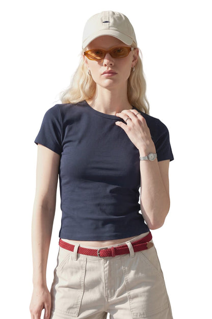 Baumwoll Kurzarm T-Shirt mit Rundhalsausschnitt