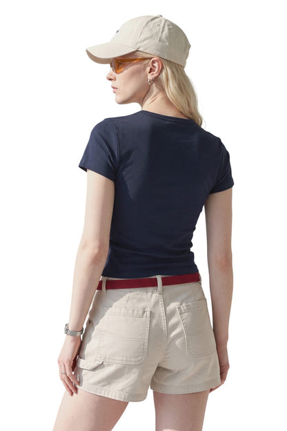 Baumwoll Kurzarm T-Shirt mit Rundhalsausschnitt