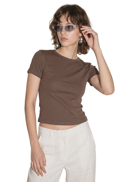 Baumwoll Kurzarm T-Shirt mit Rundhalsausschnitt