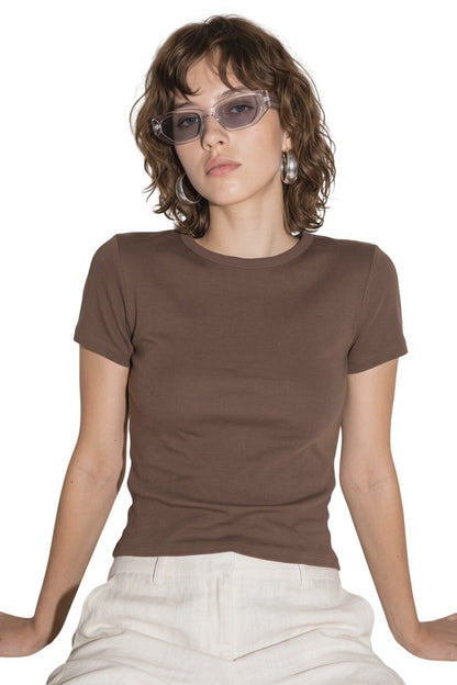 Baumwoll Kurzarm T-Shirt mit Rundhalsausschnitt