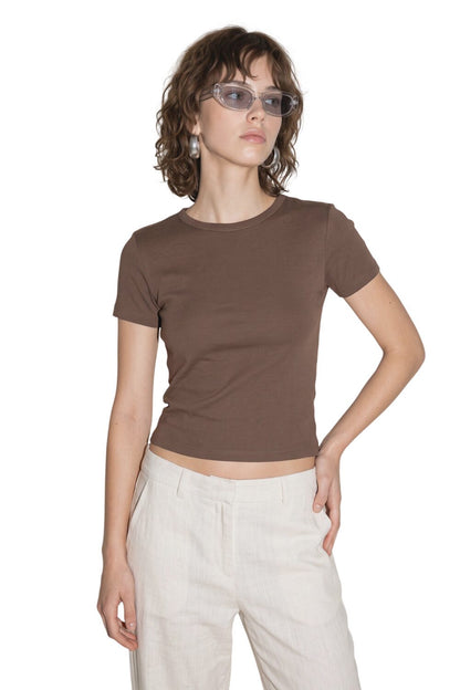 Baumwoll Kurzarm T-Shirt mit Rundhalsausschnitt