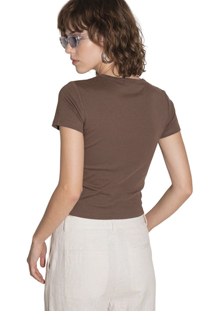 Baumwoll Kurzarm T-Shirt mit Rundhalsausschnitt