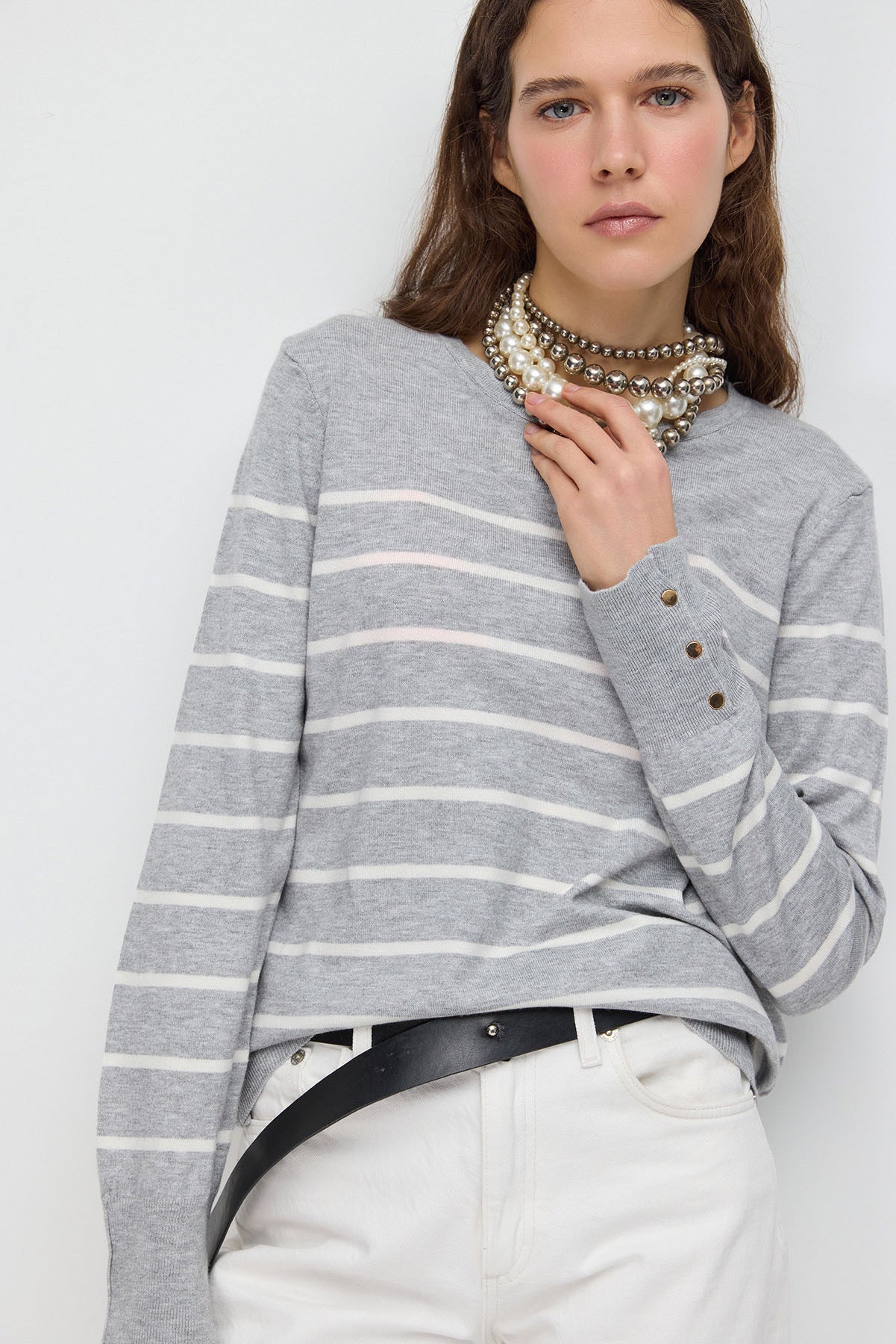 Strickpullover mit Rundhalsausschnitt