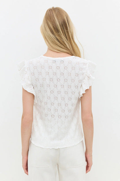 Bluse mit Rundhalsausschnitt und Rüschenärmeln