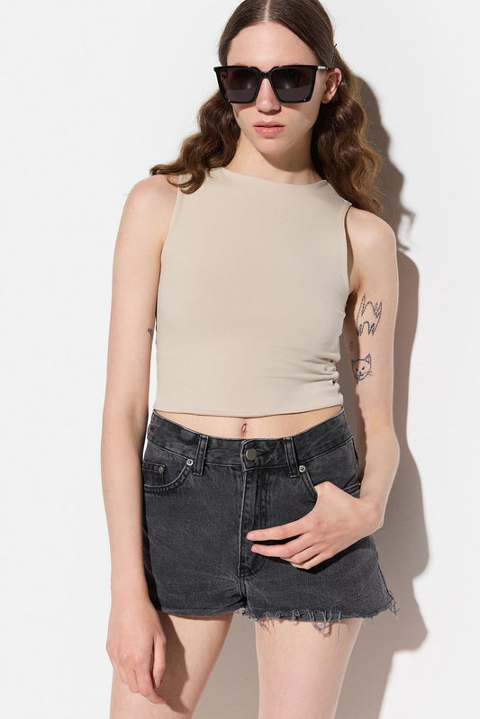 Kurzärmelige Crop-Bluse
