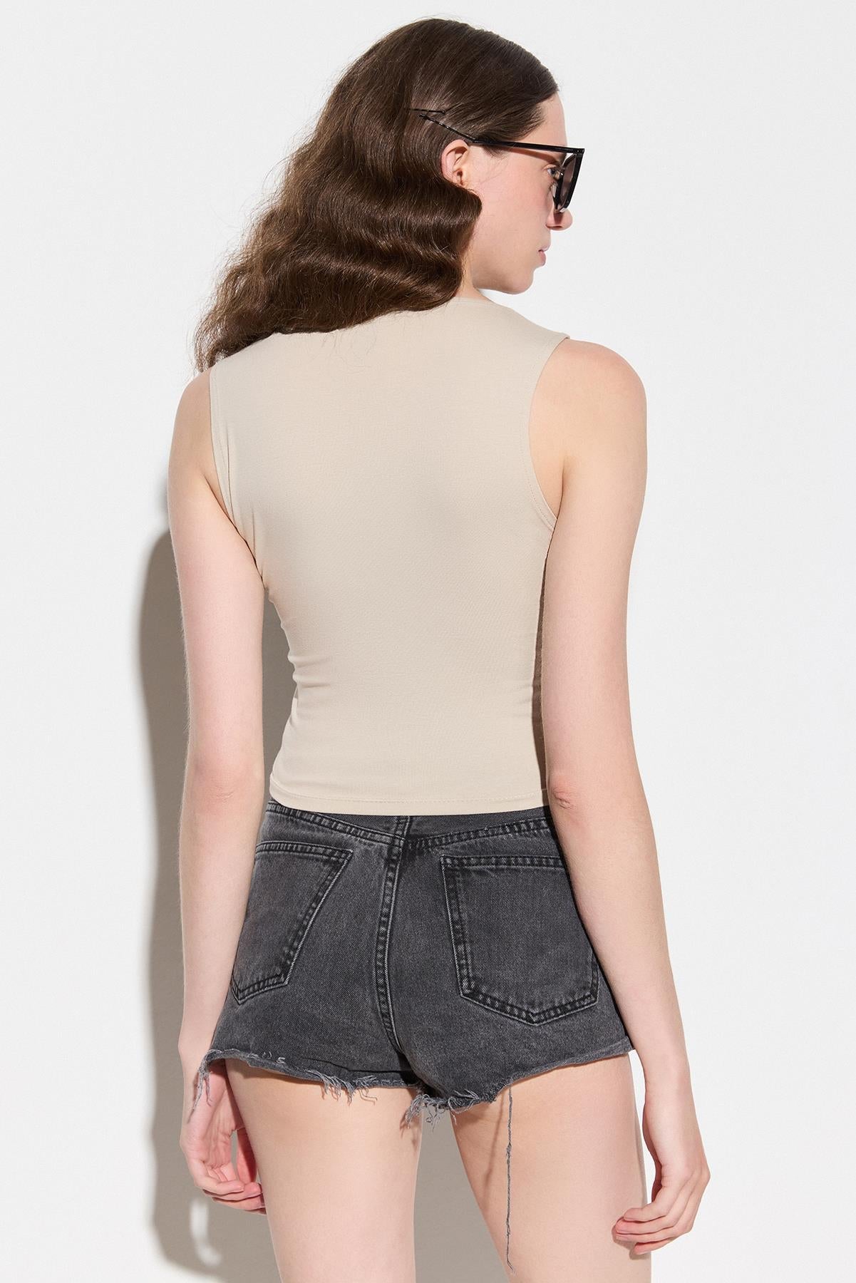 Kurzärmelige Crop-Bluse