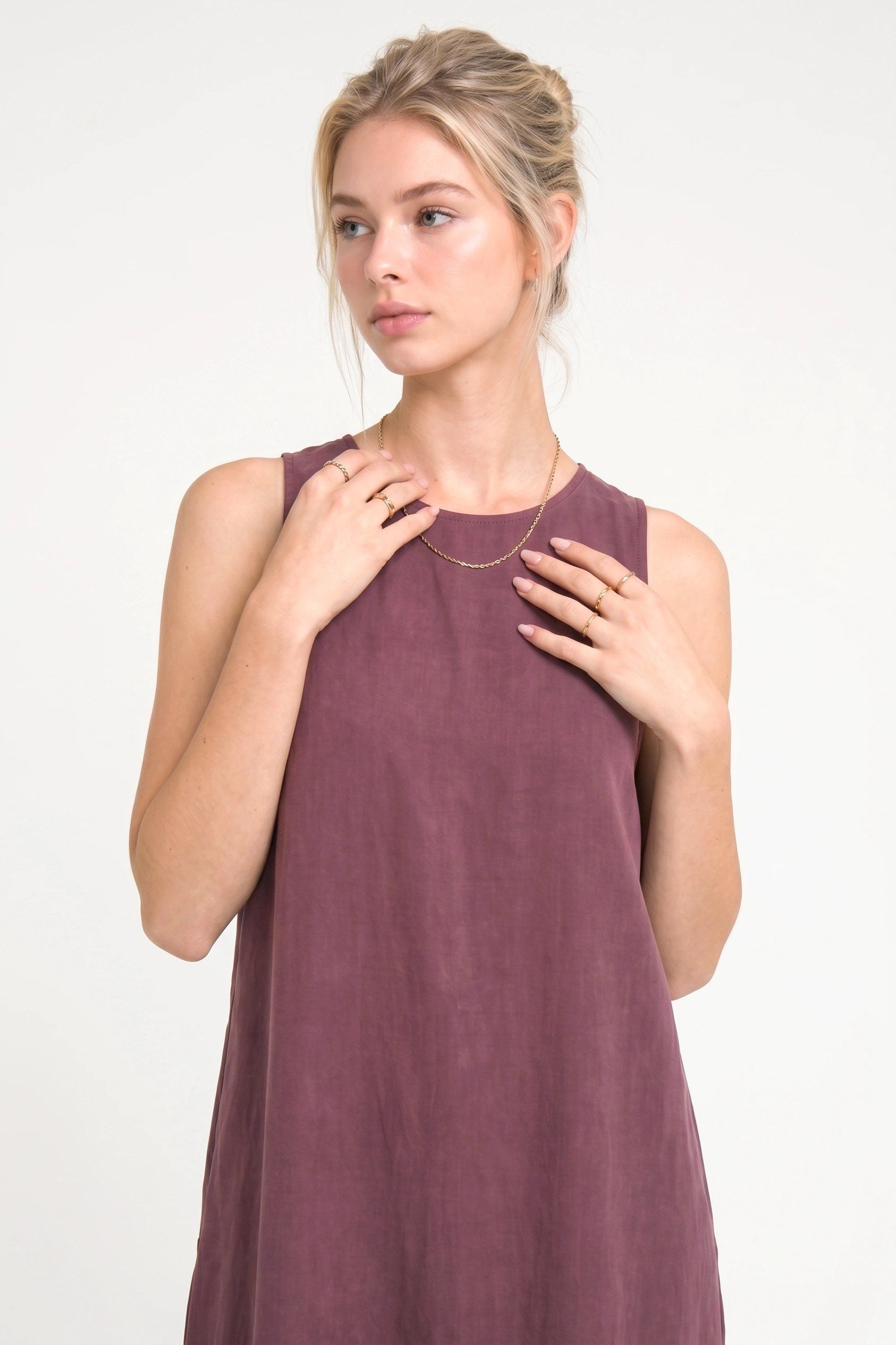 Ärmelloses, lockeres Maxi-Kleid