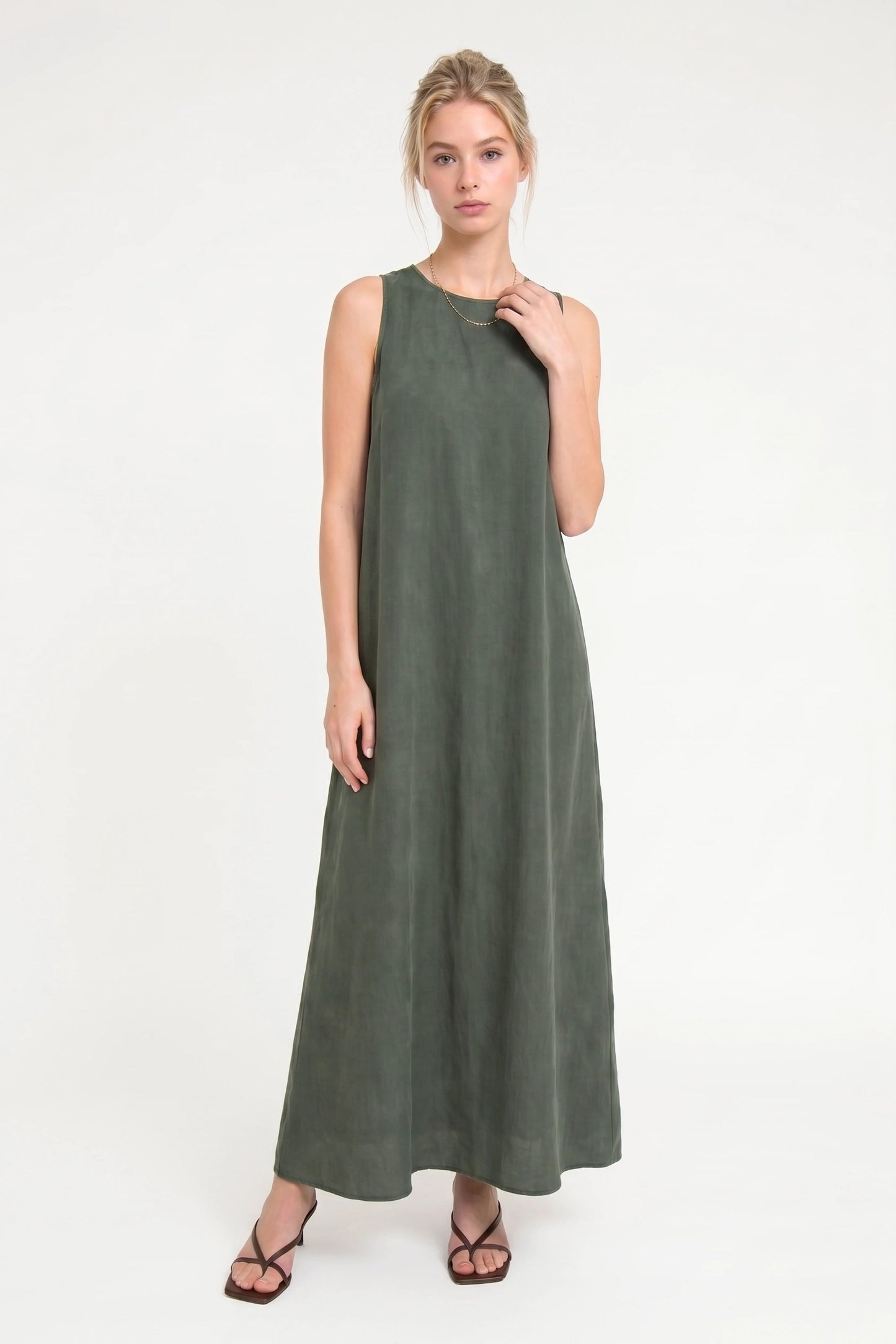 Ärmelloses, lockeres Maxi-Kleid