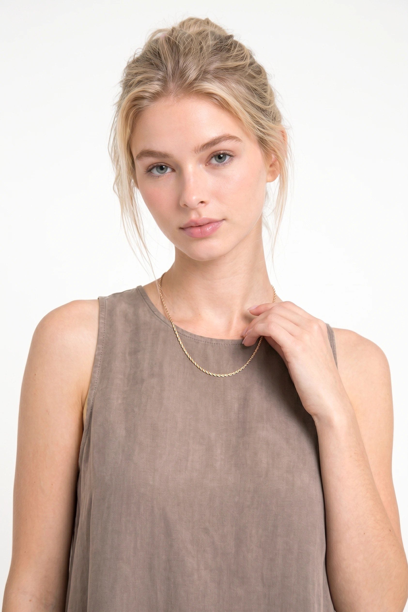 Ärmelloses, lockeres Maxi-Kleid