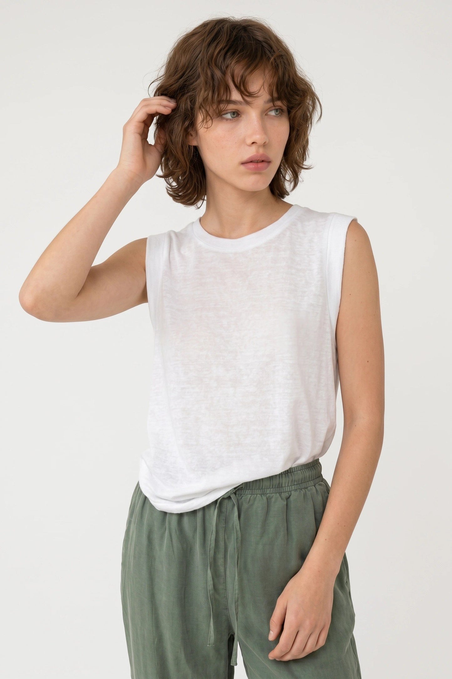 Ärmelloses Rundhals T-Shirt
