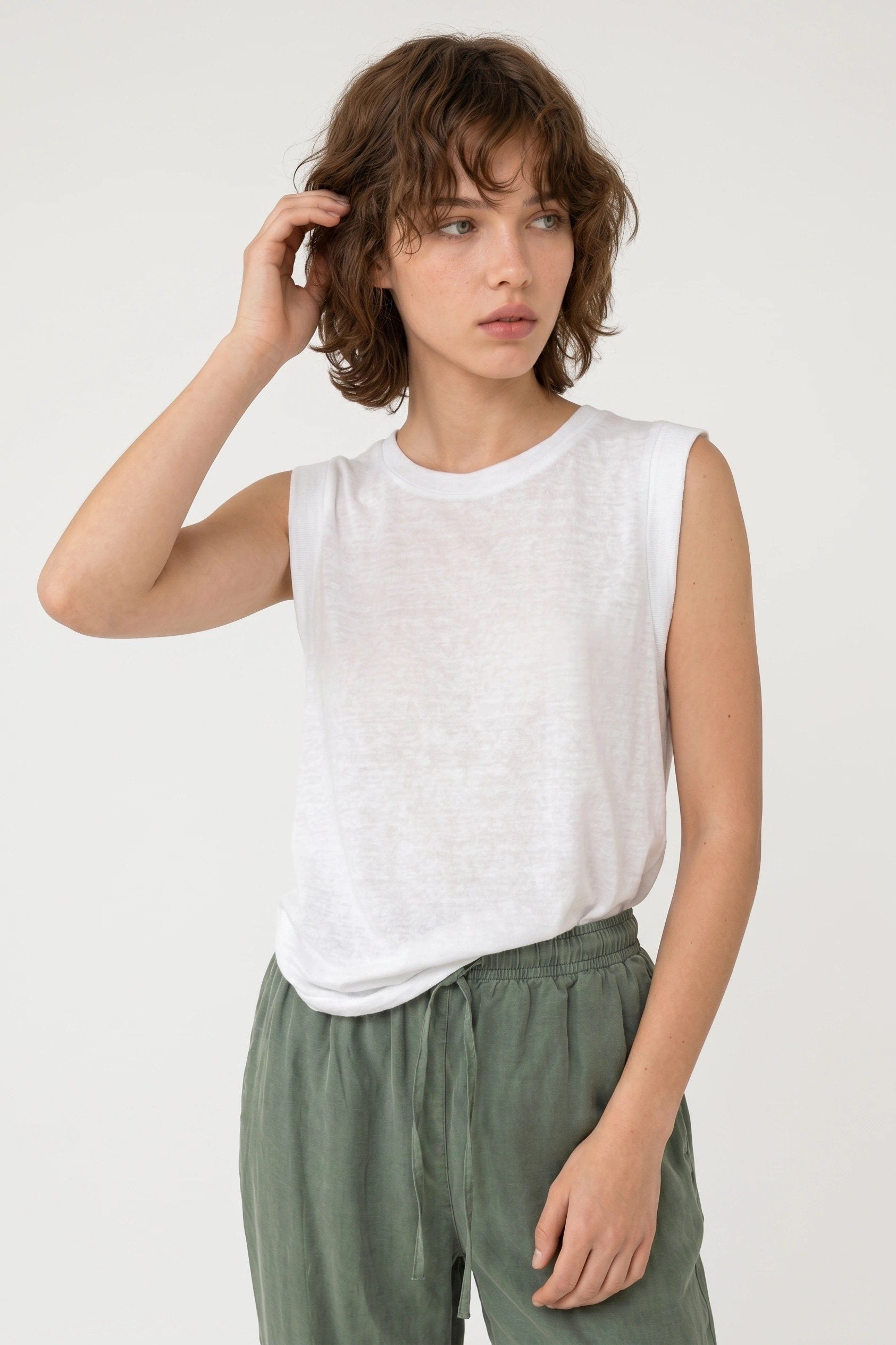 Ärmelloses Rundhals T-Shirt