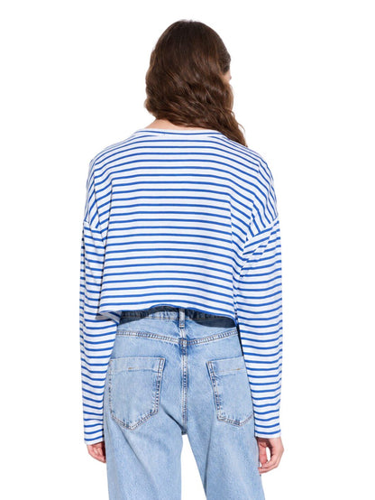 Oversize-Crop-Bluse mit Rundhalsausschnitt