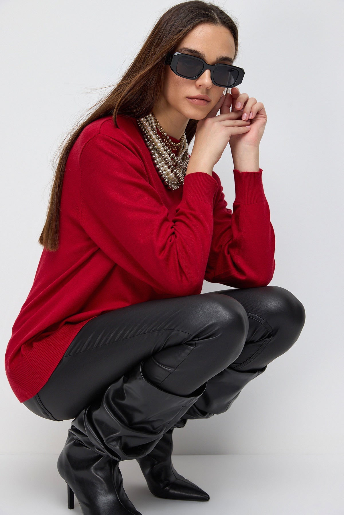 Oversize-Pullover mit Rundhalsausschnitt