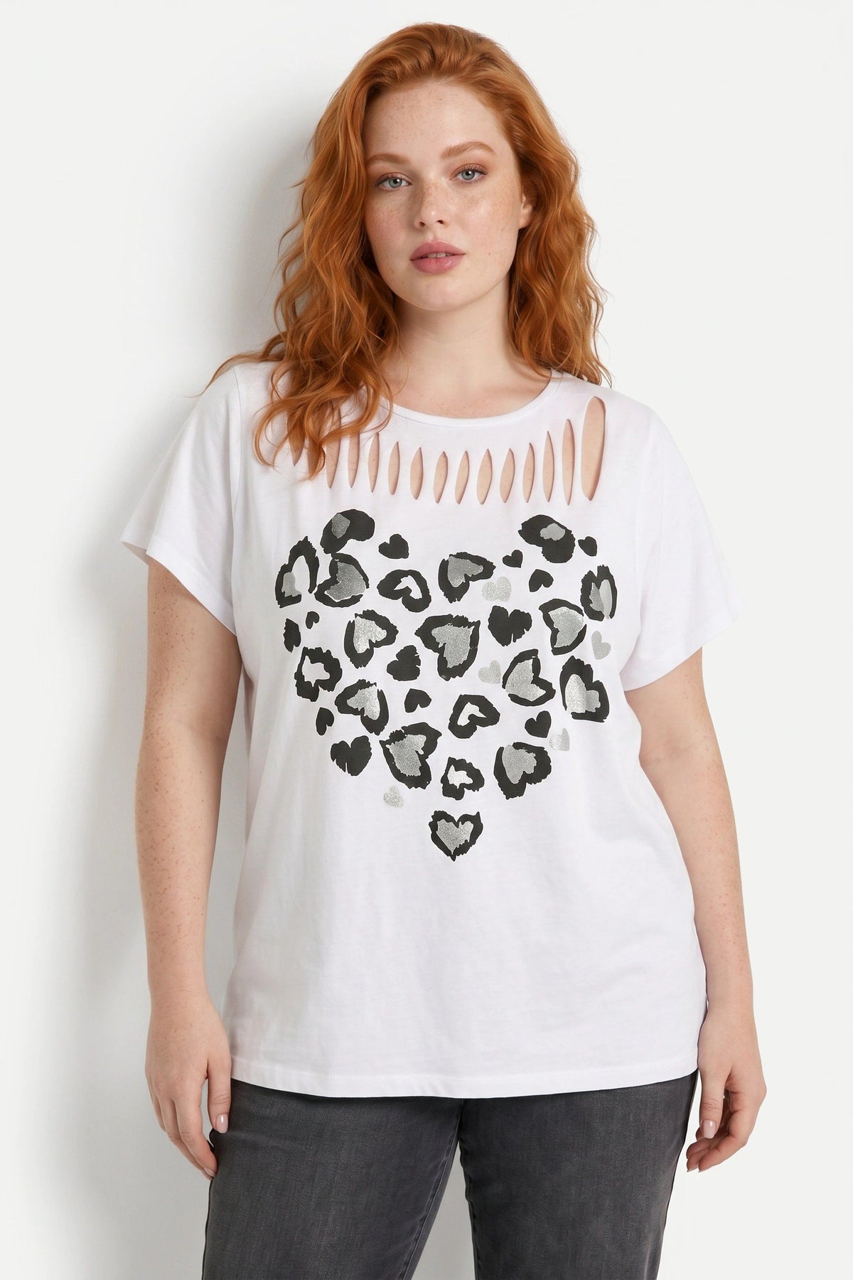 Baumwoll-T-Shirt mit Rundhalsausschnitt