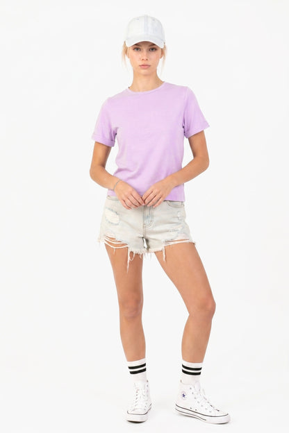 Baumwoll Basic Rundhals T-Shirt