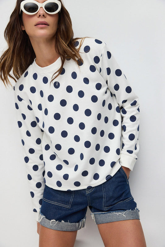 Sweatshirt mit Rundhalsausschnitt und Polka-Dots