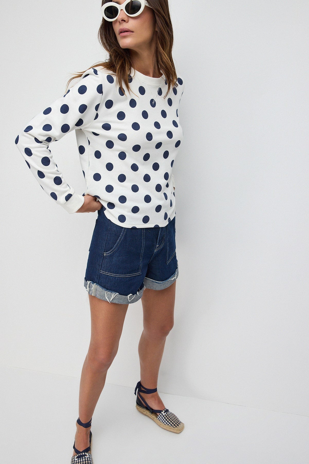 Sweatshirt mit Rundhalsausschnitt und Polka-Dots