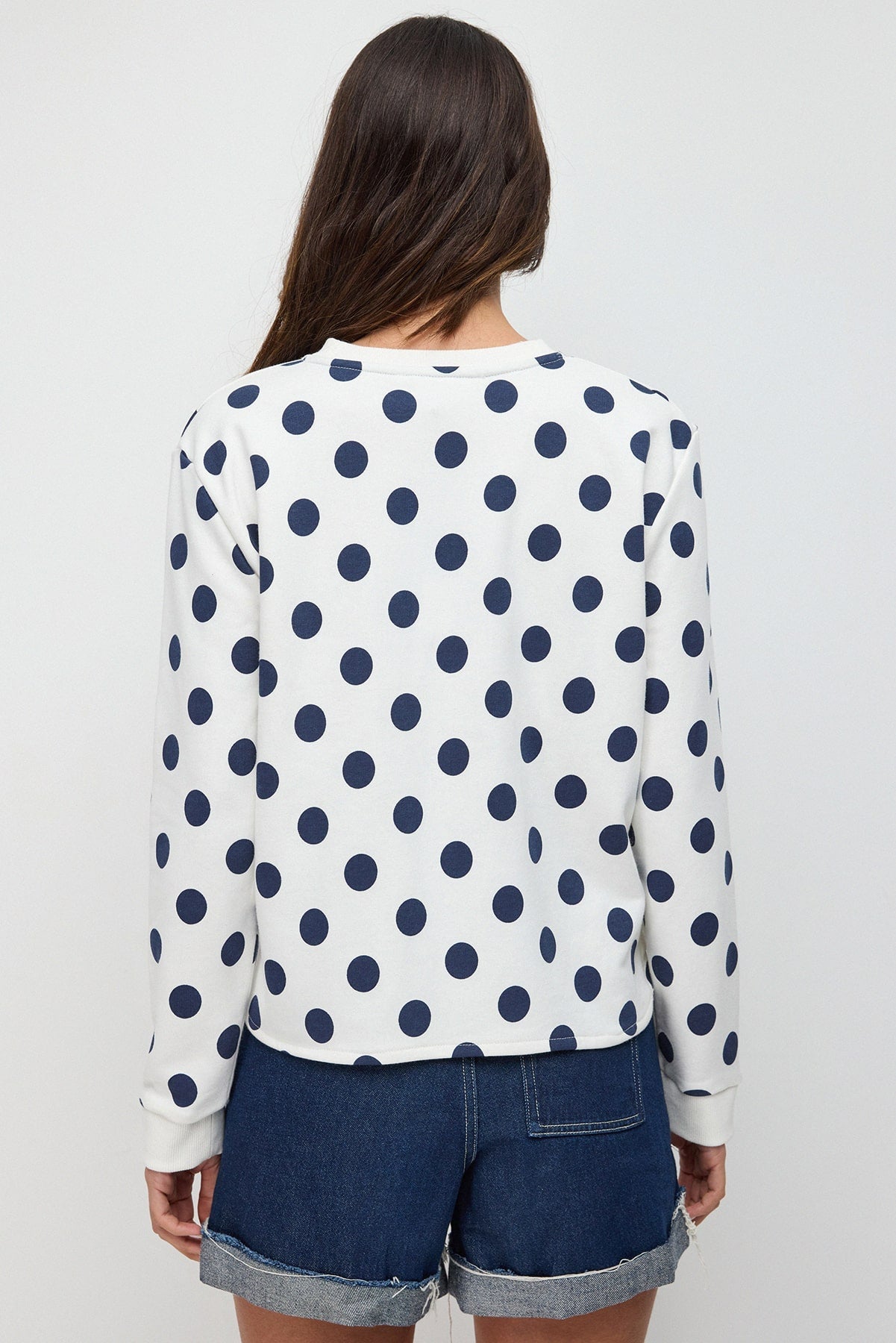 Sweatshirt mit Rundhalsausschnitt und Polka-Dots