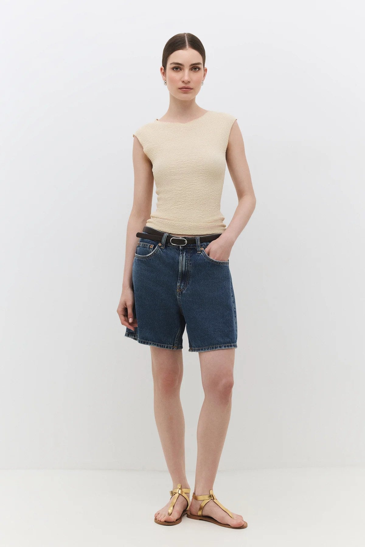 Ärmellose Bluse mit Rundhalsausschnitt