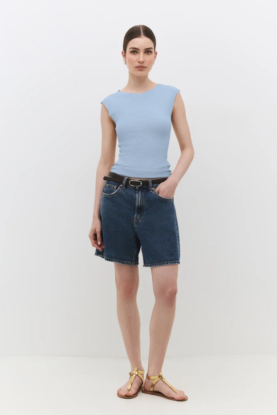 Ärmellose Bluse mit Rundhalsausschnitt