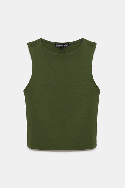 Ärmelloses Crop-Top mit Rundhalsausschnitt